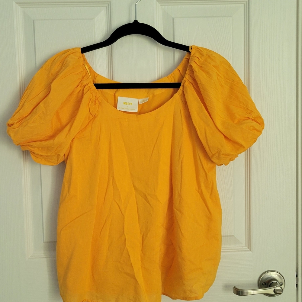 Mavea Women's Yellow Puff Sleeve Top XS